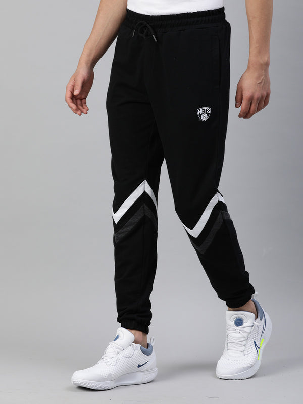 Brooklyn Nets: Contrast Stripe Joggers - Black