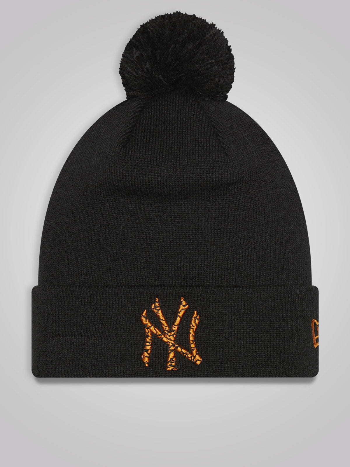 New York Yankees Infill Black Bobble Beanie Hat