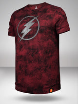 Flash: Gun Metal Crest T-Shirt - Grunge Burgundy