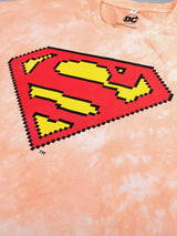 Superman: Pixelated Tie & Dye T-Shirt - Coral
