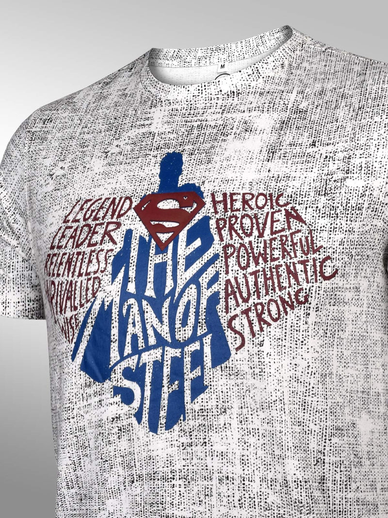 Superman: The American Hero T-Shirt - Grunge Off White