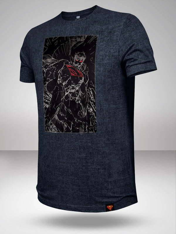 Superman: Man Of Steel Illustration T-Shirt  - Grunge Navy