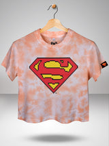 Superman: Womens Pixel Crest T-Shirt- Coral