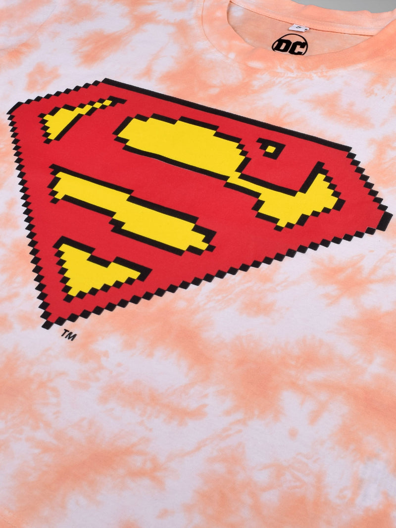 Superman: Womens Pixel Crest T-Shirt- Coral