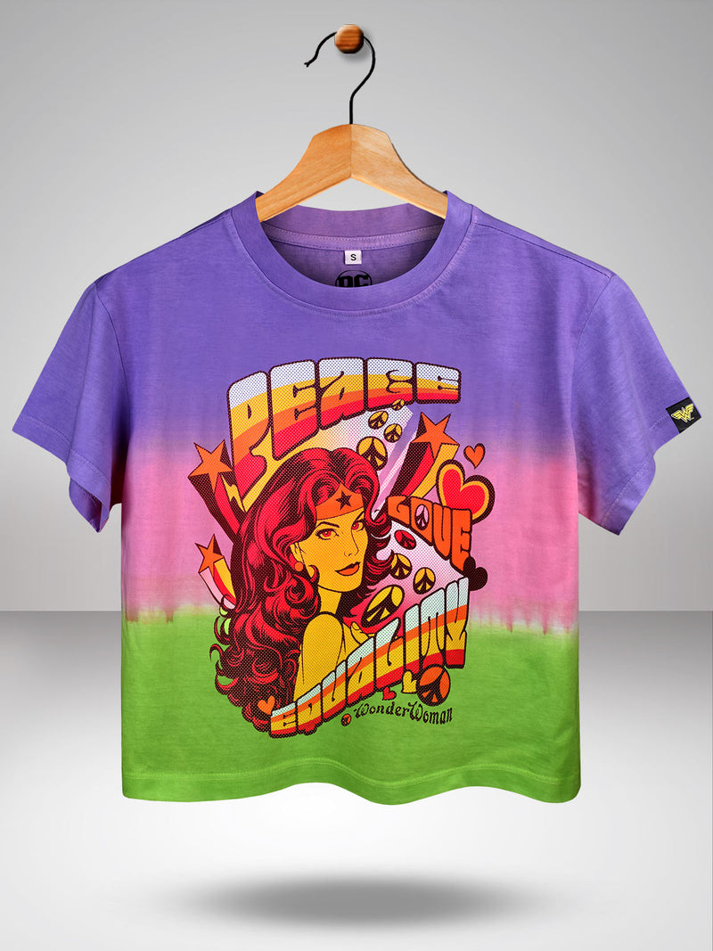 Wonder Woman: Retro Peace T-Shirt - Purple