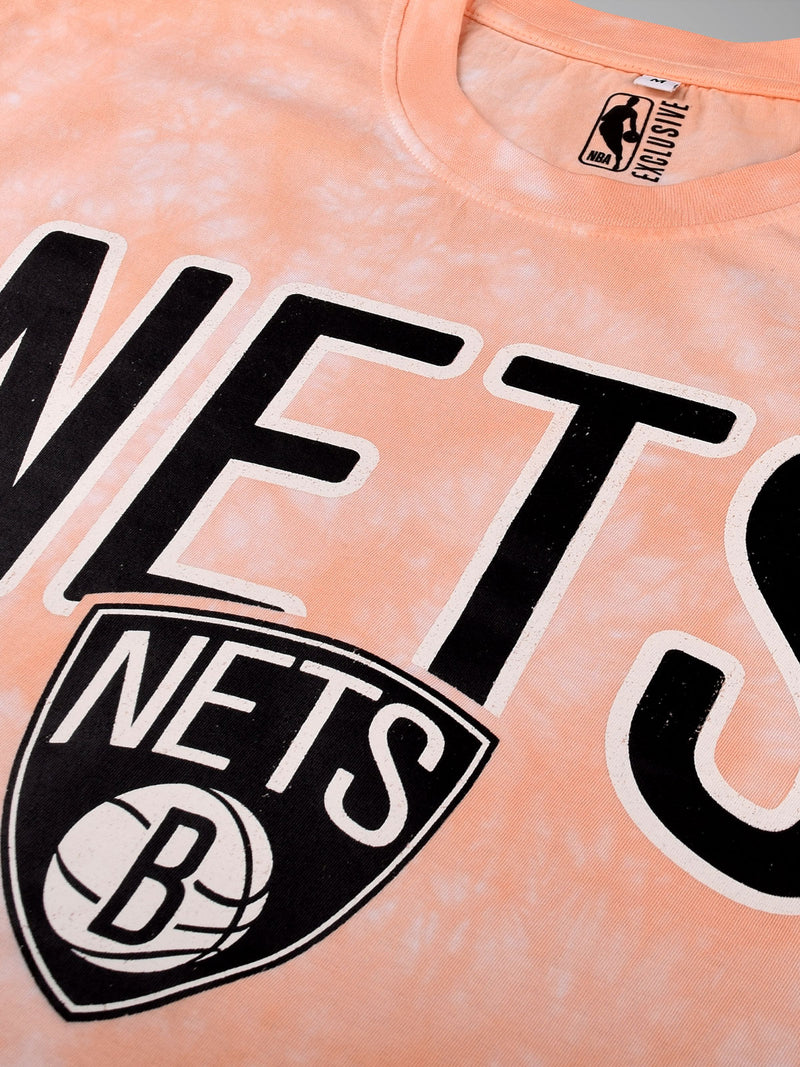 Brooklyn Nets: Tie & Dye T-Shirt - Coral
