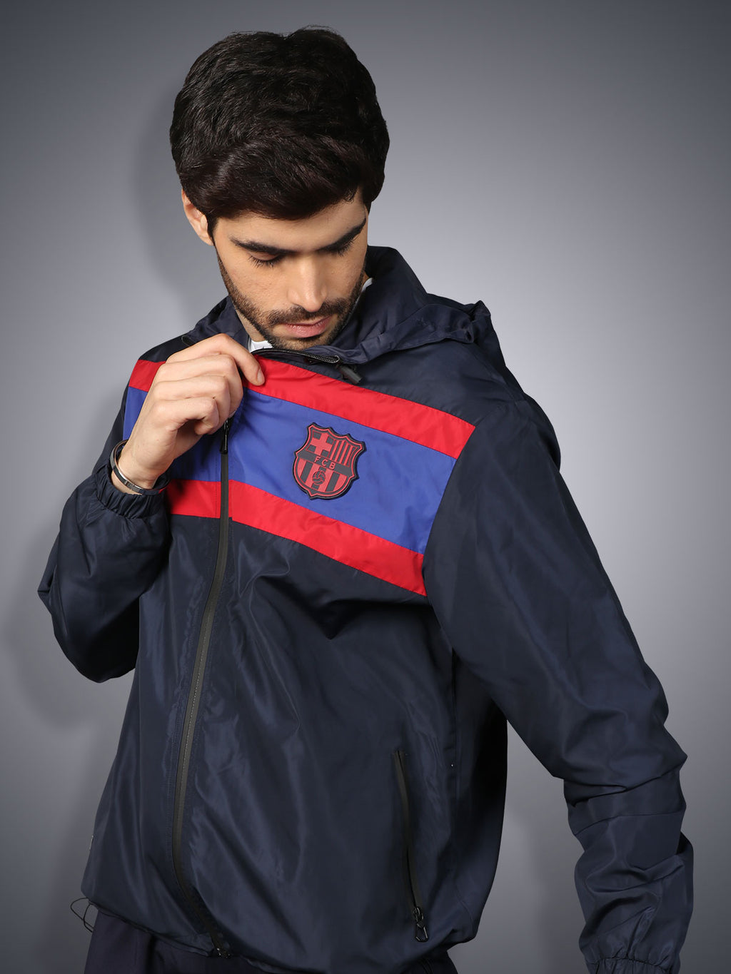 FC Barcelona two-tone windcheater jacket – Barça Official Store Spotify  Camp Nou