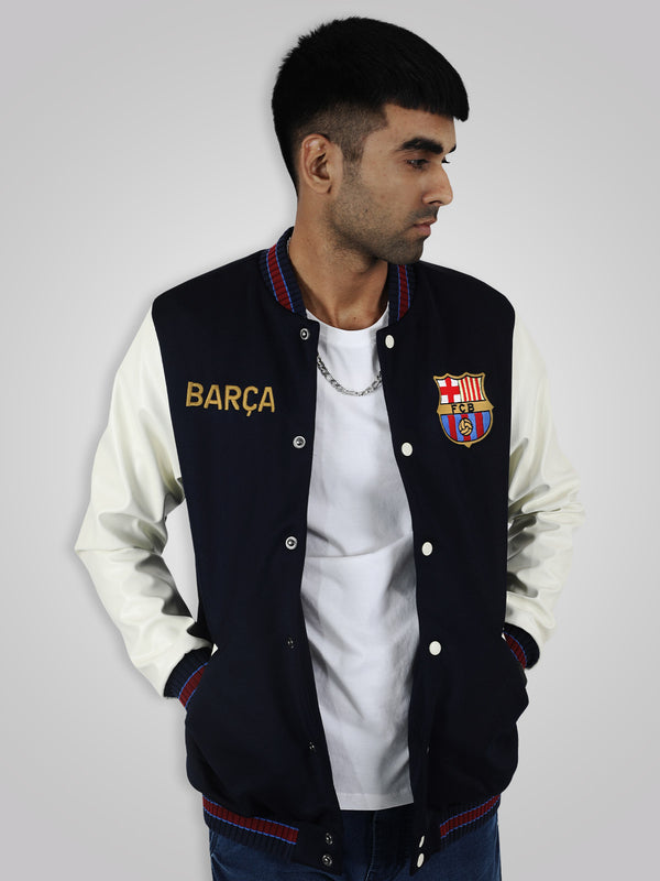 FC Barcelona: Letterman Jacket - Navy