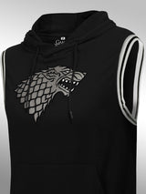 GOT: House Stark 3D Print Sleeveless Hoodie- Black