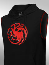 GOT: House Targaryen 3D Print Sleeveless Hoodie- Black