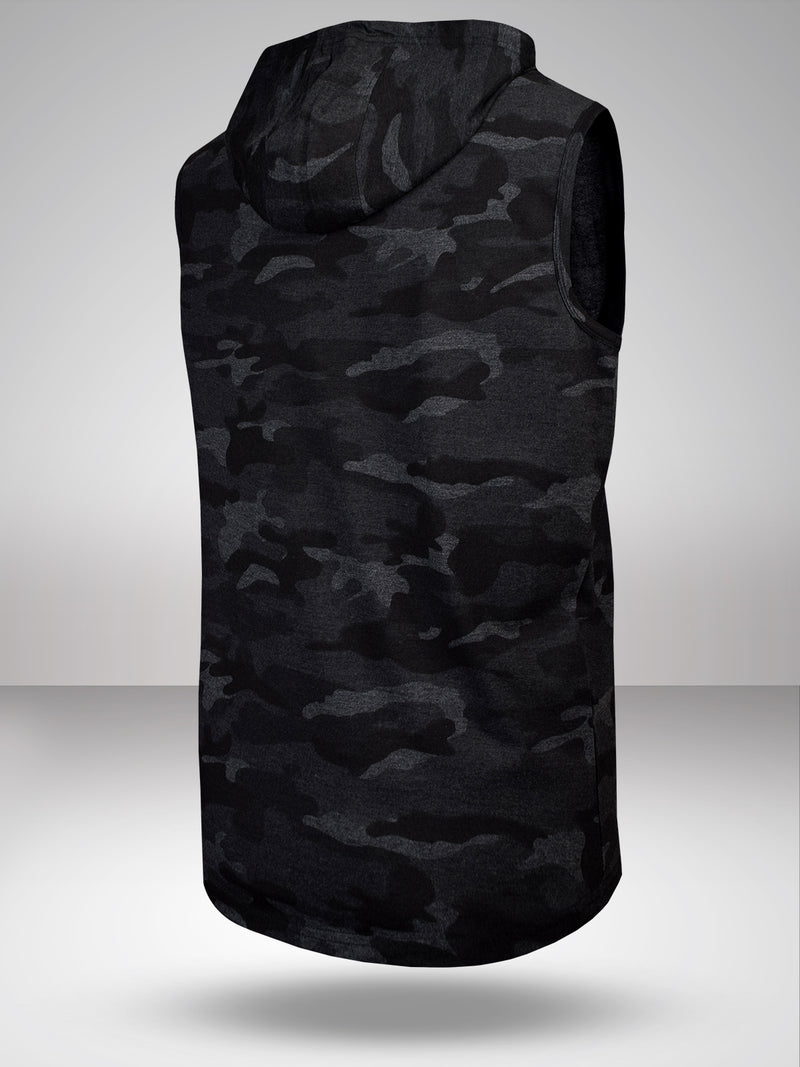 GOT: House Targaryen Sleeveless Combat Hoodie- Anthra Melange