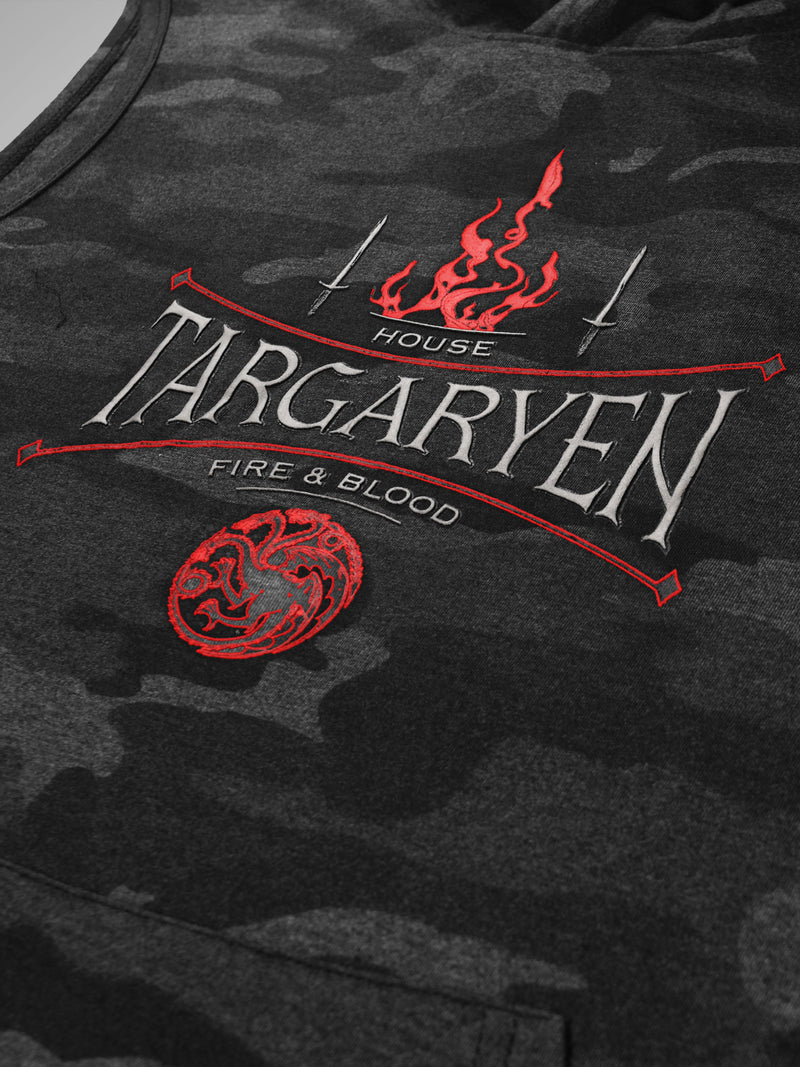 GOT: House Targaryen Sleeveless Combat Hoodie- Anthra Melange