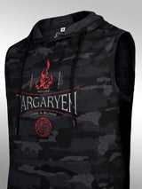 GOT: House Targaryen Sleeveless Combat Hoodie- Anthra Melange
