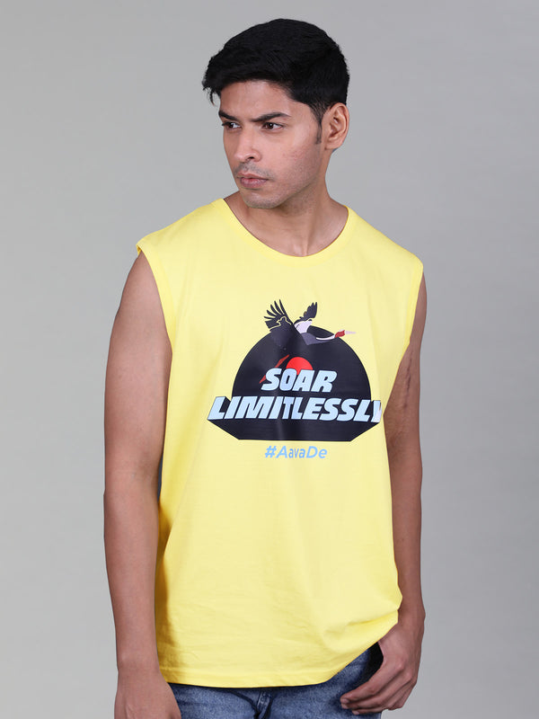 GT X KGL: Soar Limitlessly Sleeveless T Shirt - Lemon Yellow