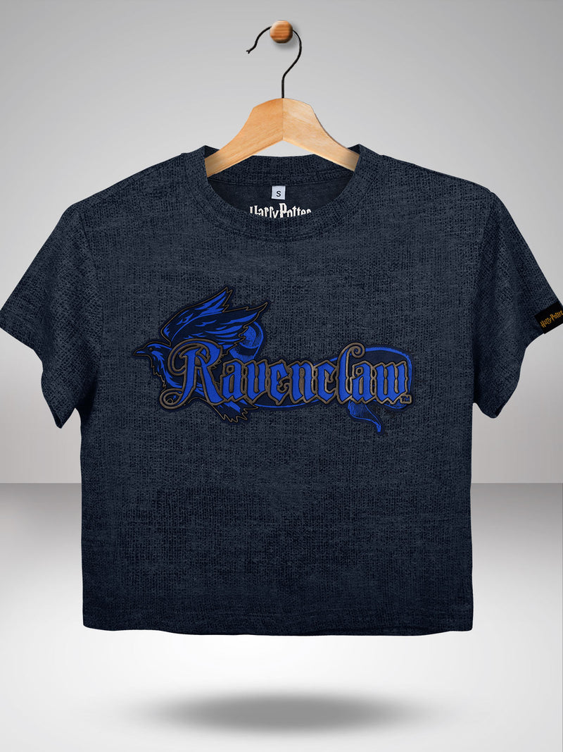 Harry Potter: Ravenclaw 3D Print Grunge Crop Top - Navy