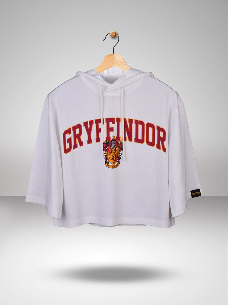 Gryffindor: Oversized Crop Hoodie- White