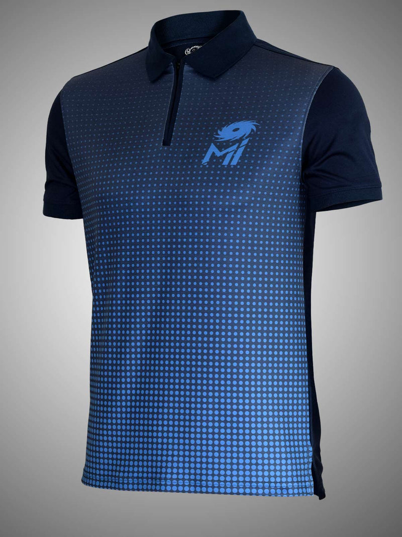 Mumbai Indians Official Dry Fit Polo with Half Zipper