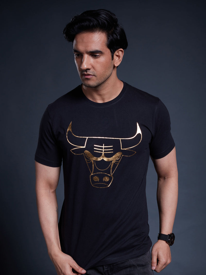 Chicago Bulls Gold Foil T-shirt - Black