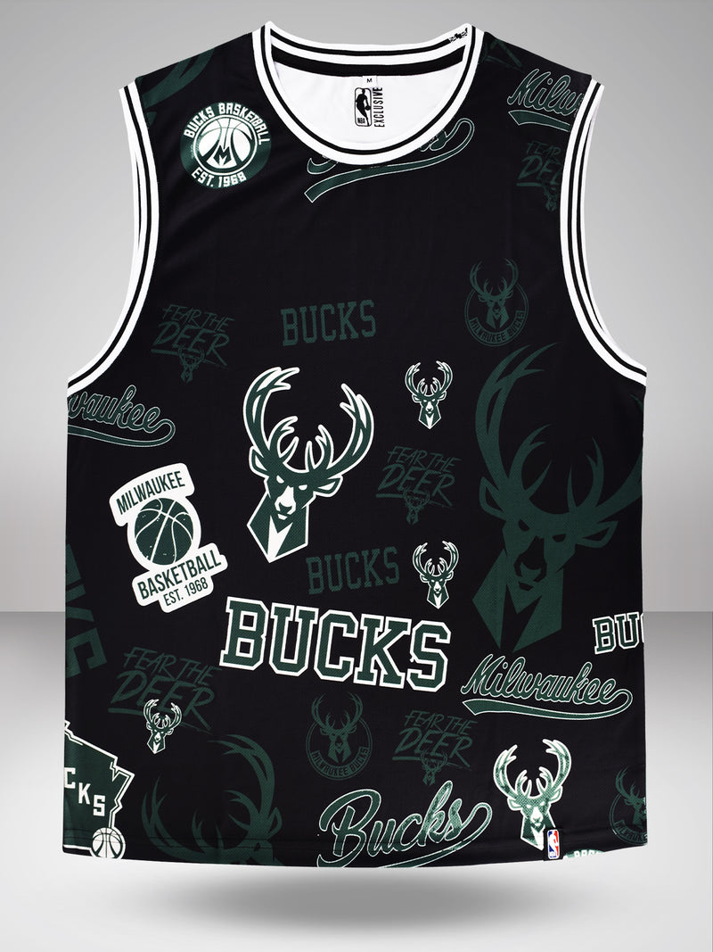 Milwaukee Bucks: Oversized Logo Sleeveless Jersey - Black – Shop