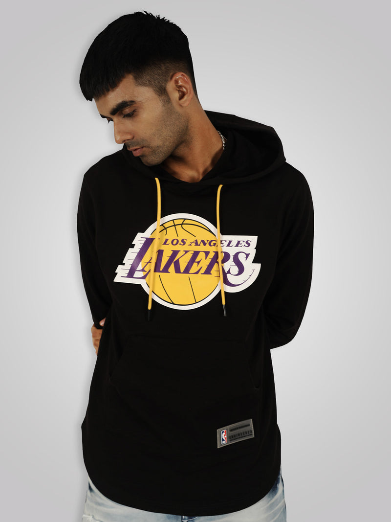 Los Angeles Lakers: Oversized T-Shirt Hoodie- Black