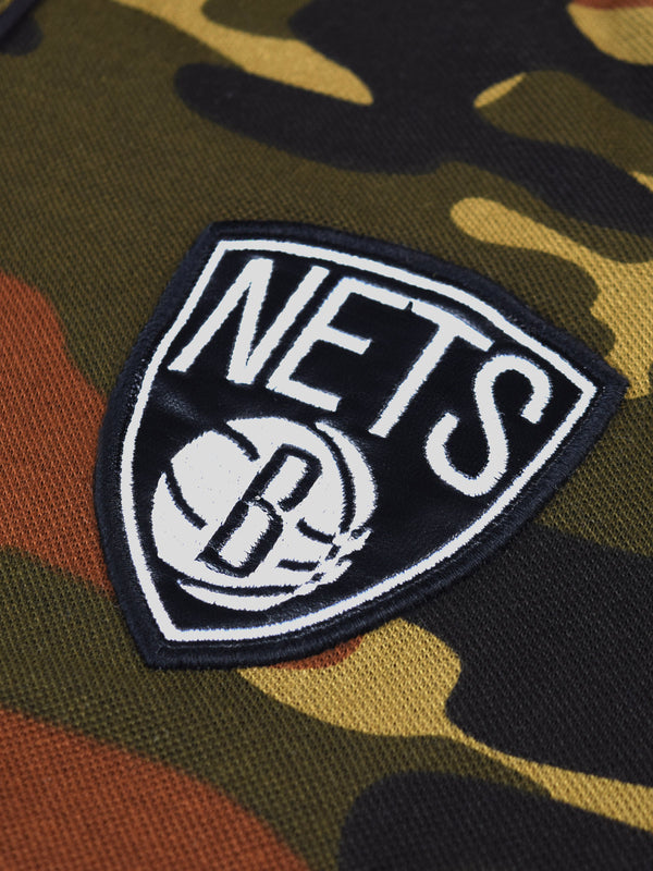 Brooklyn Nets: Camo Baseball Shirt - Olive Green