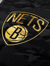 Brooklyn Nets: Gold Foil Sleeveless Hoodie - Anthra Melange