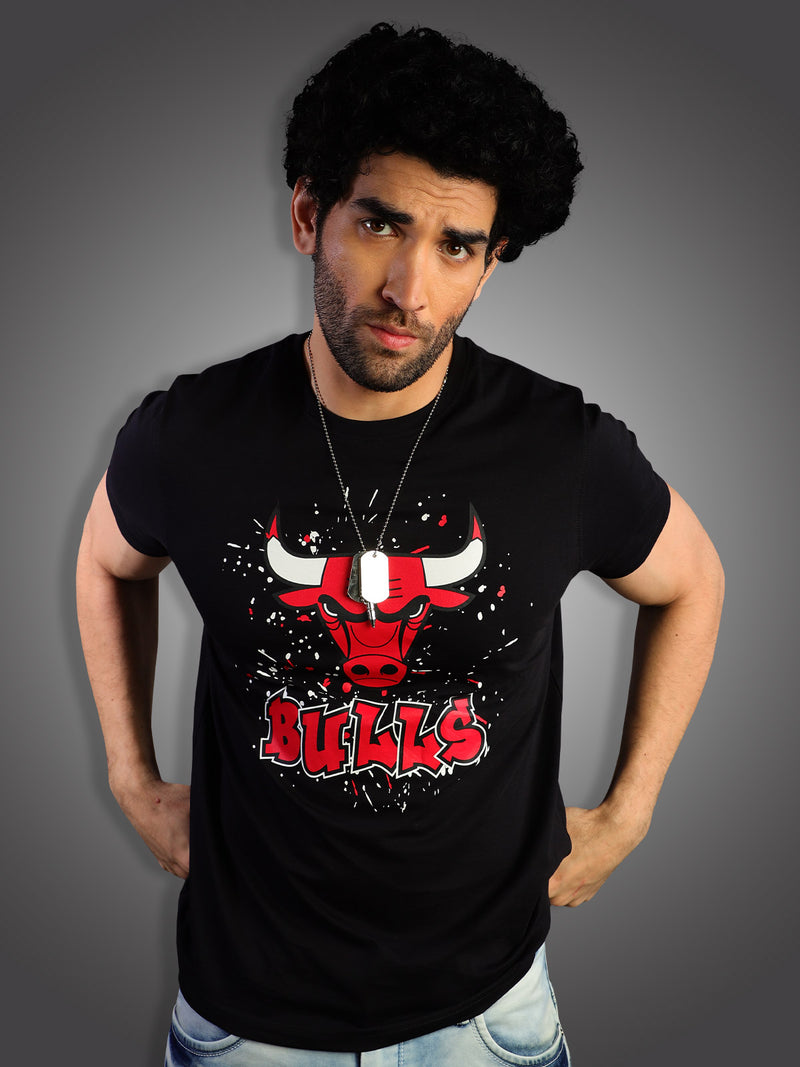 Chicago NBA Drip Logo Bulls Black T-Shirt