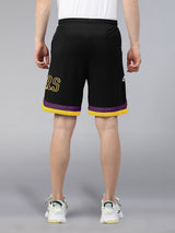 Los Angeles Lakers: Embroidered Basketball Shorts - Black