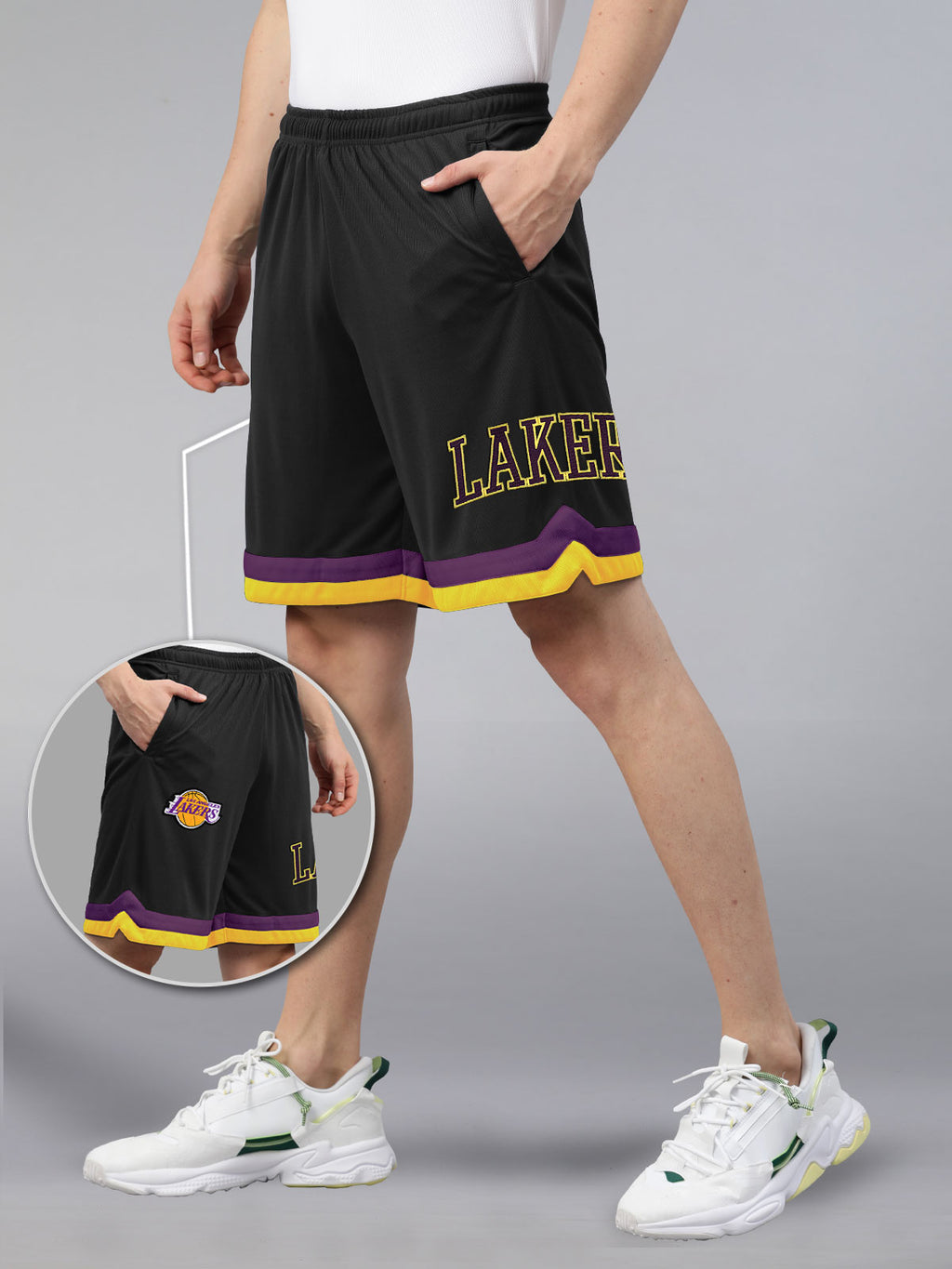 Los Angeles Lakers: Embroidered Basketball Shorts - Black – Shop