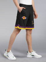 Los Angeles Lakers: Embroidered Basketball Shorts - Black