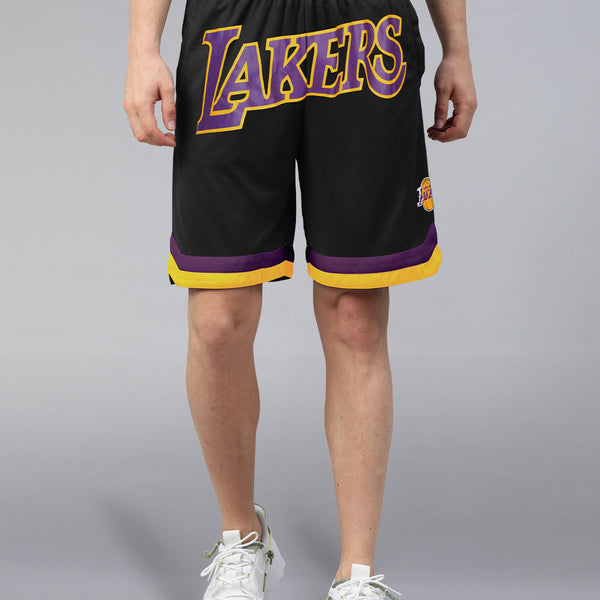 Los Angeles Lakers: Front Typography Shorts - Black – Shop The