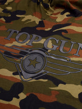 Top Gun: Camo Sleeveless Hoodie with Gun Metal 3D Print  - Olive Green
