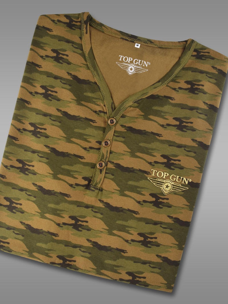 Top Gun: Olive Camo Henley Tee