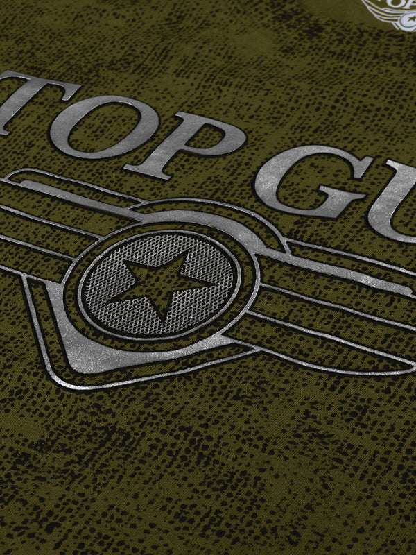 Top Gun: Gun Metal HD Logo Crop Top - Olive Green