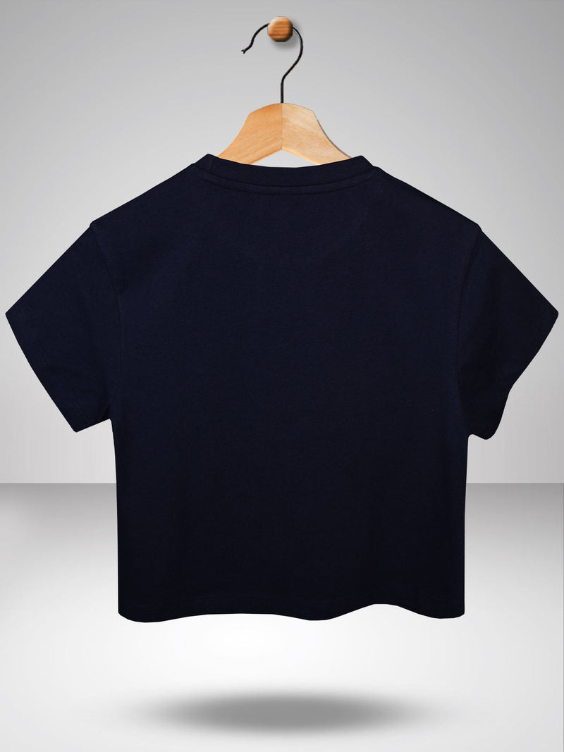 Top Gun: Rainbow Foil Print Women's T-Shirt Crop Top - Navy